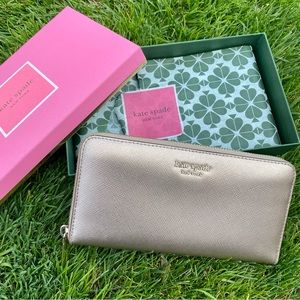 Kate Spade gold Zip-around Continental Wallet